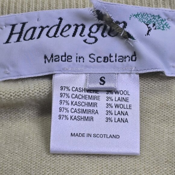 Hardenglen Womens V-Neck Cashmere Sweater Small Pale Yellow Made In Scotland - Picture 4 of 7
